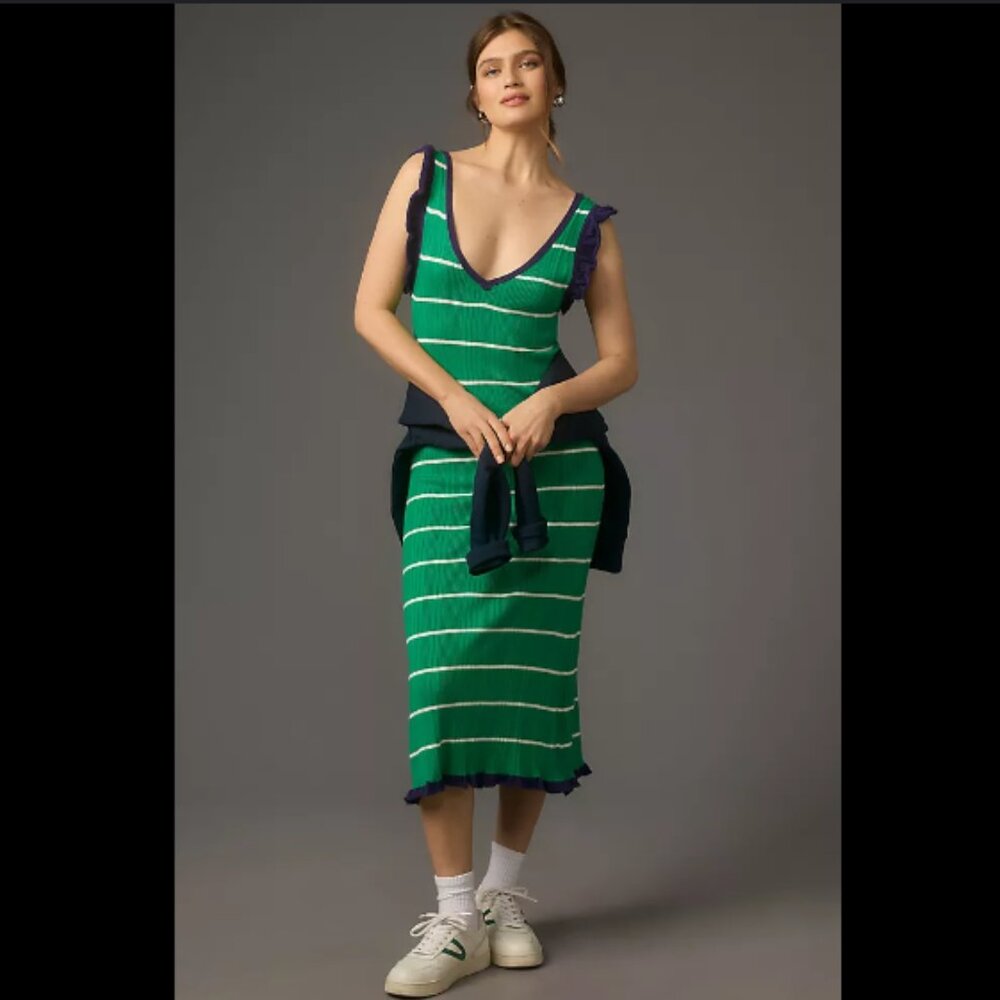 Brand New Daily Practice by Anthropologie Striped Knitted Midi Dress